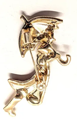 **NEW ARRIVAL** Petite "LADY IN RED WITH UMBRELLA" BROOCH (1¾" x 1") with Enameled Dress and Jeweled Umbrella on a...