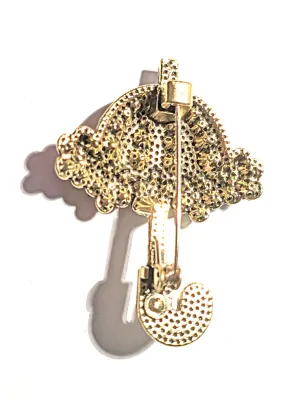 **NEW ARRIVAL** Petite MULTICOLOR UMBRELLA BROOCH (1½" x 1¼") on a Dark Gold Tone Setting