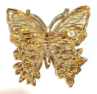 **NEW ARRIVAL** Ceramic RED & WHITE SKULL BUTTERFLY BROOCH (2" x 2") with 2 SKULLS on the Upper Wings, Iridescent Stones...