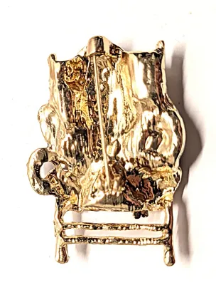 **NEW ARRIVAL** Jeweled "SANTA in a BEACH CHAIR" BROOCH (1¾" x 1½") Wearing Sunglasses, Santa Outfit and Gold Colored...