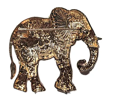 **NEW ARRIVAL** Jeweled Enameled PINK & PURPLE ELEPHANT BROOCH (2" x 1¾") with Body Flowers and Stones, Black Eye, Gold...