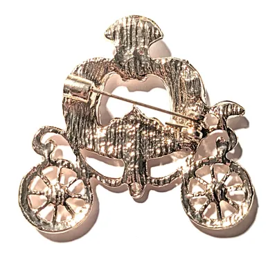 **NEW ARRIVAL** Multicolor Jeweled Iridescent Stones PRINCESS CARRIAGE BROOCH (1¾" x 1½") on a Gold Tone Setting