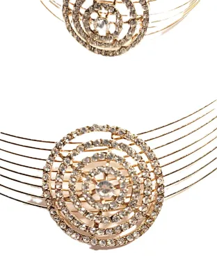 *** NEW ARRIVAL *** JEWELED "Stiff Choker" CIRCLE JEWELRY SET (NECKLACE (Wire 7"-9" Opening) and BRACELET (2½"...