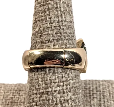 **NEW ARRIVAL** Size 8-10 Jeweled BLUE & GOLD "WAVES" RING with Blue Accent Stones + Enamel Insert on an ADJUSTABLE STRETCH...