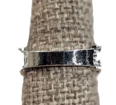 **NEW ARRIVAL** Size 8¼ BLUE Round TURQUISE SMALL STONE RING with "Curled Crown-Style" Dotted Surround Band on a Silver Tone...