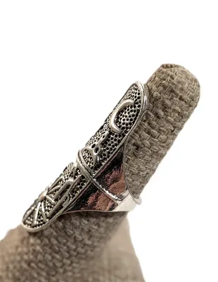 **NEW ARRIVAL** Size 6½ All Silver "Engraved" Colored Long Metal RING with Sun, Moon, Cactus and Trident on a Silver Tone...