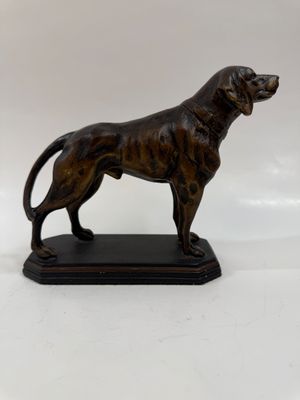 Sale Photo Thumbnail #52: 19th-century style bronze sculpture of a hunting dog mounted on a dark rectangular base