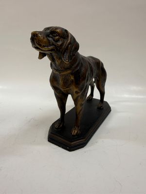 Sale Photo Thumbnail #55: 19th-century style bronze sculpture of a hunting dog mounted on a dark rectangular base