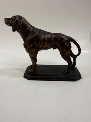 Sale Photo Thumbnail #57: 19th-century style bronze sculpture of a hunting dog mounted on a dark rectangular base