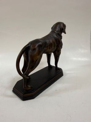 Sale Photo Thumbnail #53: 19th-century style bronze sculpture of a hunting dog mounted on a dark rectangular base