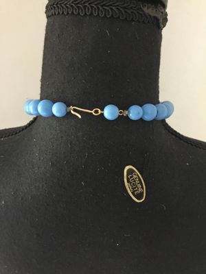 Vintage, chunky, genuine, lucite bead statement, necklace, sky, blue
