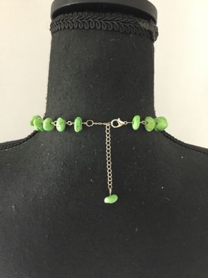 Cute, silver toned, lime, green stone necklace