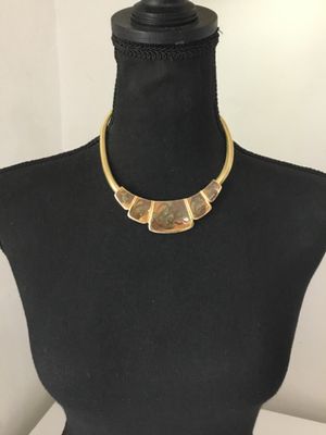 Vintage, gold tone, enamel statement, necklace