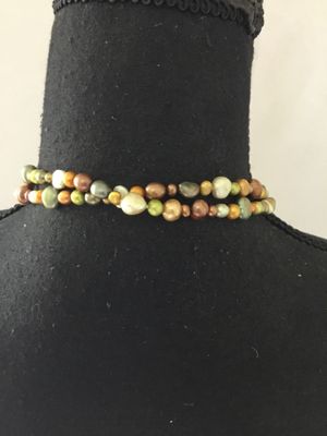 Gorgeous multicolored, organic pearl, long necklace gorgeous fall colors