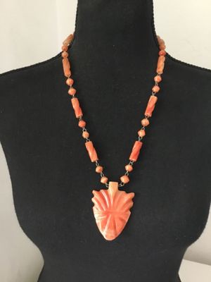 Beautiful, chunky, Mexican, onyx tiki face, BoHo necklace spiral beads