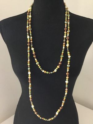 Gorgeous multicolored, organic pearl, long necklace gorgeous fall colors