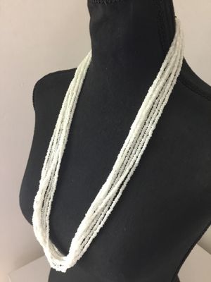 Beautiful vintage mother of pearl, crushed shell, multi strand necklace, silver toned, very nice