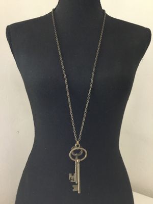 Cute bronze, toned, skeleton Key, costume, statement, necklace