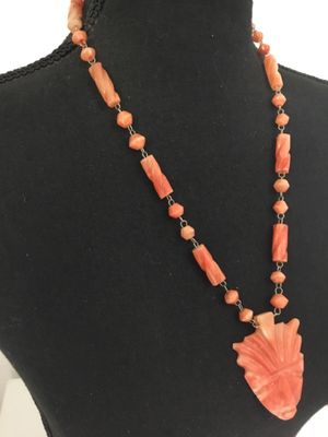 Beautiful, chunky, Mexican, onyx tiki face, BoHo necklace spiral beads