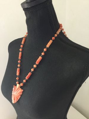 Beautiful, chunky, Mexican, onyx tiki face, BoHo necklace spiral beads