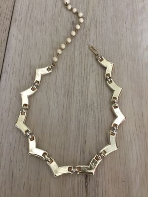 Vintage coral chevron, the link choker necklace mid century modern era 1950s to 1960s