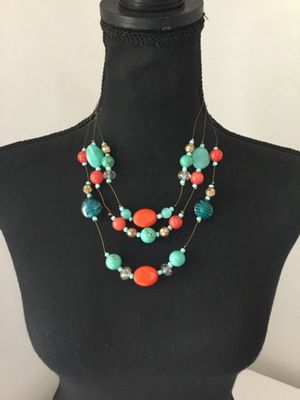 Cute Multi strand, glass, bead statement, necklace