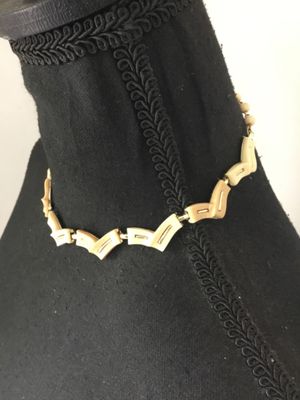 Vintage coral chevron, the link choker necklace mid century modern era 1950s to 1960s