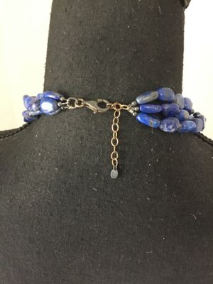 Beautiful, three strand lapis bead and silver bead and clasp necklace