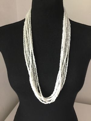 Beautiful vintage mother of pearl, crushed shell, multi strand necklace, silver toned, very nice