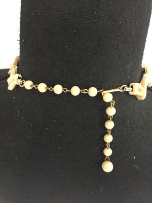 Vintage coral chevron, the link choker necklace mid century modern era 1950s to 1960s