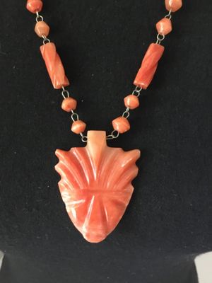Beautiful, chunky, Mexican, onyx tiki face, BoHo necklace spiral beads