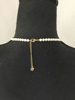 Cute, faux, pearl glass bead, rhinestone, Saturn, planet, necklace