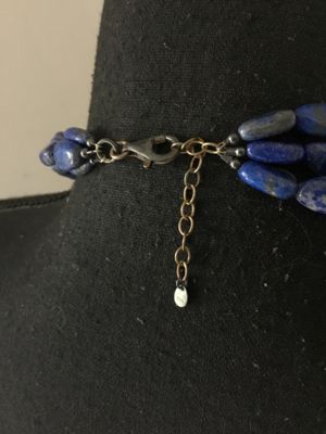 Beautiful, three strand lapis bead and silver bead and clasp necklace