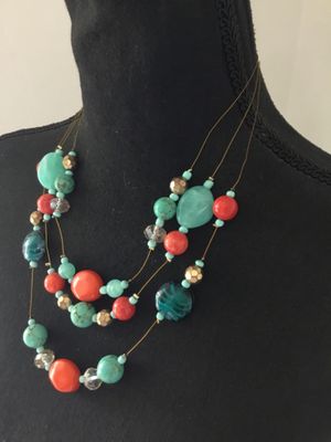 Cute Multi strand, glass, bead statement, necklace