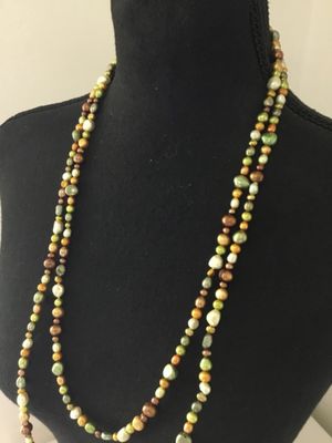 Gorgeous multicolored, organic pearl, long necklace gorgeous fall colors