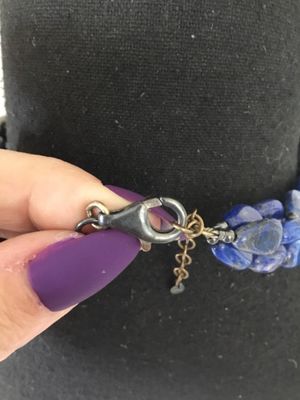 Beautiful, three strand lapis bead and silver bead and clasp necklace