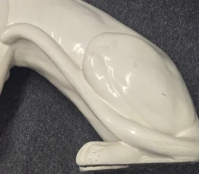 LOT 65: Vintage Large-scale White Panther Statue, Executed in a Hollywood Regency Style / 33" Tall