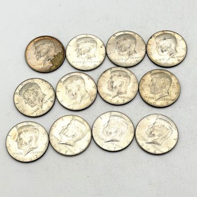 LOT 175: Kennedy Half Dollar Coins (12) 1966, 1967 - 40% Silver
