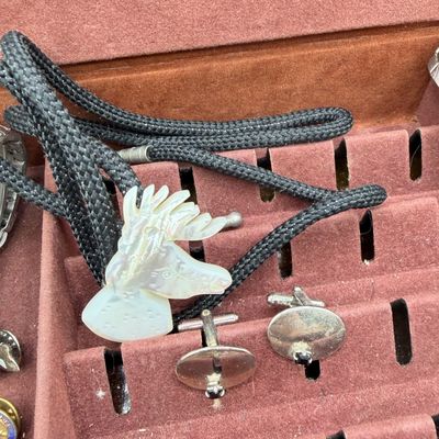 LOT 97: Vintage Men's Jewelry Collection - Watches, Tie Clips, Pins and More - in Case