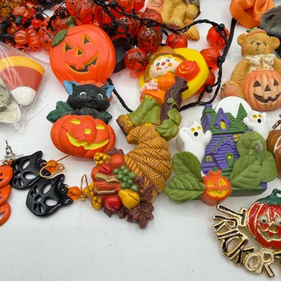 LOT 87: Collection of Holiday Pins, Earrings and More