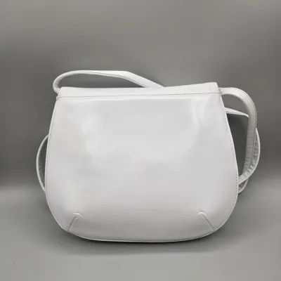 LOT 154: Frenchy of California White Leather Vintage Saddle Crossbody Bag