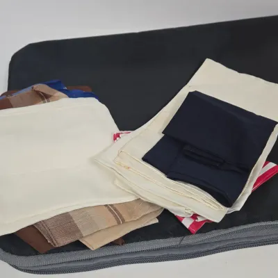 LOT 63: Seyfocnia Leather Laptop Briefcase, AUVON Seat Cushion, Collection of Men's Handkerchiefs, and More
