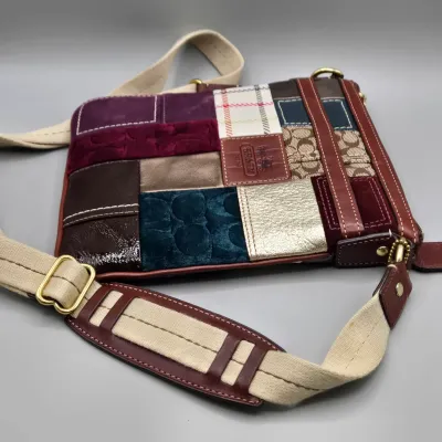 LOT 140: Coach Holiday Patchwork Swing Pack Shoulder Bag