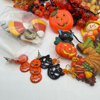 LOT 87: Collection of Holiday Pins, Earrings and More