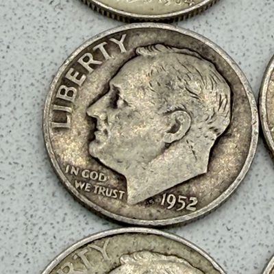 LOT 179: US Roosevelt Dimes ( 12 Coins) - 1950s, 60s - 90% Silver