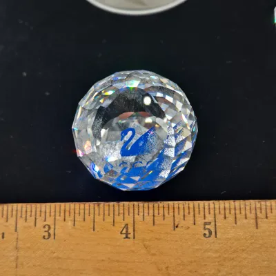 LOT 139: Vintage Swarovski SCS Crystal Ball Paperweight w/Original Box, 2000 Annual Edition Columbine Plaque in Original Box, Centenary...