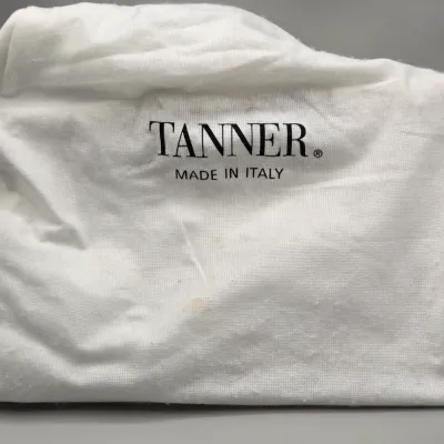 LOT 156: White Leather Handbag with a Bamboo Top Handle by Tanner Made in Italy