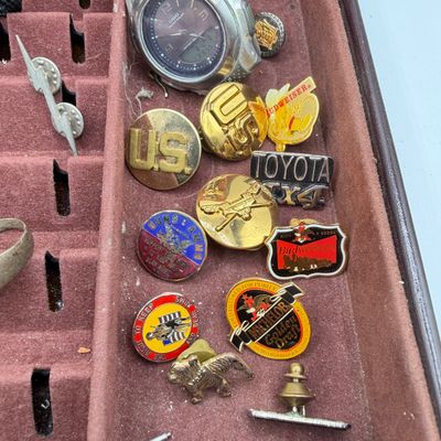 LOT 97: Vintage Men's Jewelry Collection - Watches, Tie Clips, Pins and More - in Case