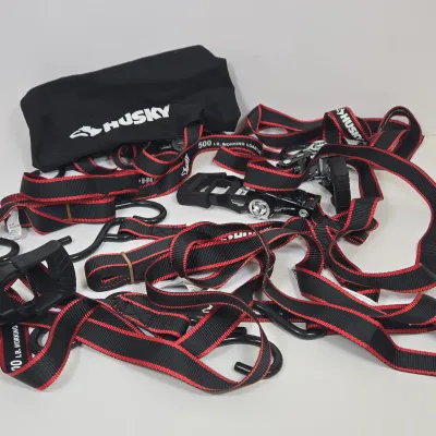 LOT 61: Set of Husky Ratchet Tie-down Straps with a 500 lb. Working Load Limit
