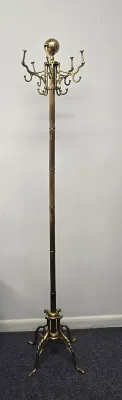 LOT 68: Vintage 1960s Hollywood Regency Brass Coat Rack / 70" Tall